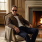 Chaqueta con corderito a cuadros Dark brown