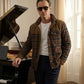 Chaqueta con corderito a cuadros Dark brown