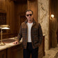 Chaqueta con corderito a cuadros Dark brown