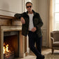 Chaqueta con corderito a cuadros Dark brown
