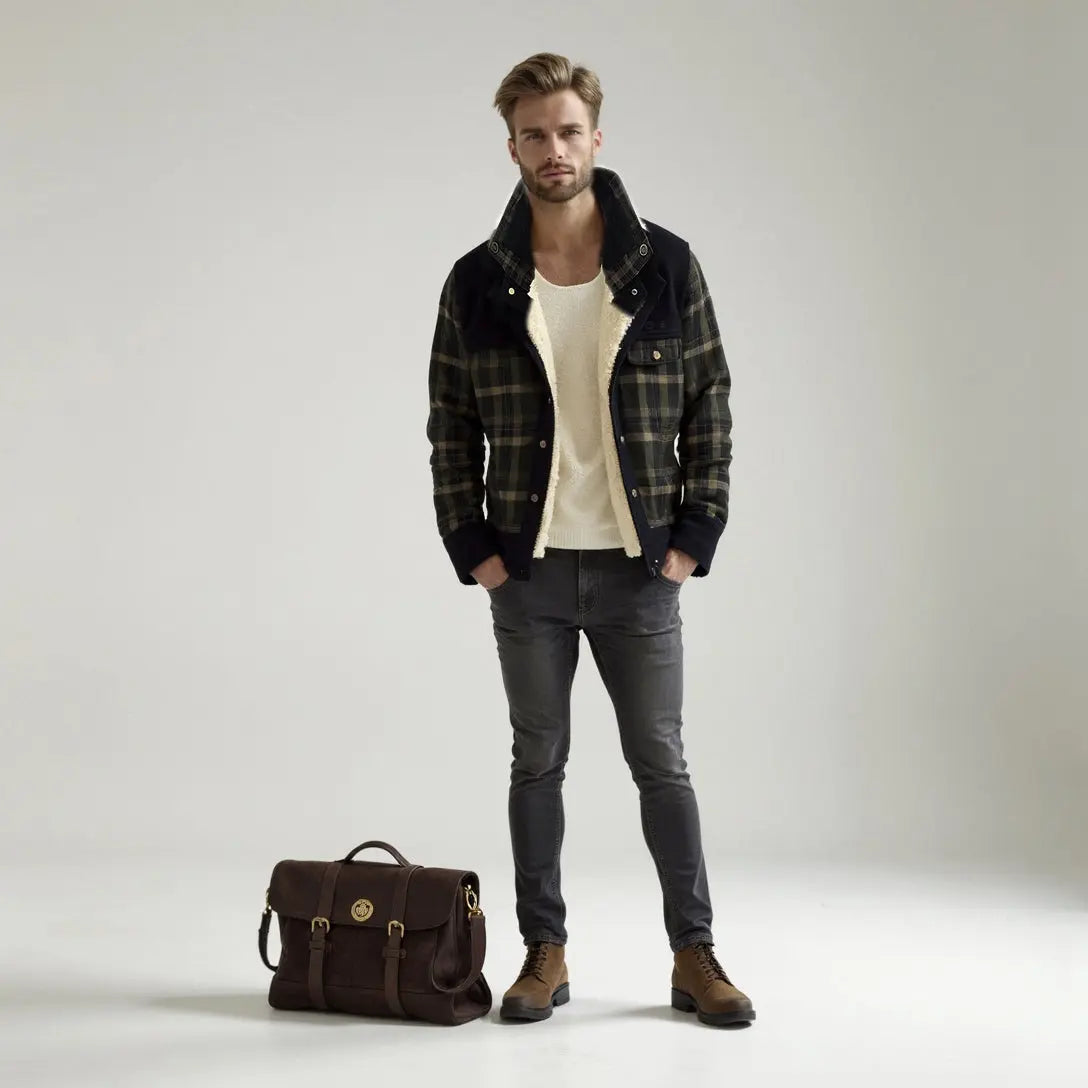 Chaqueta con corderito a cuadros GOAT London