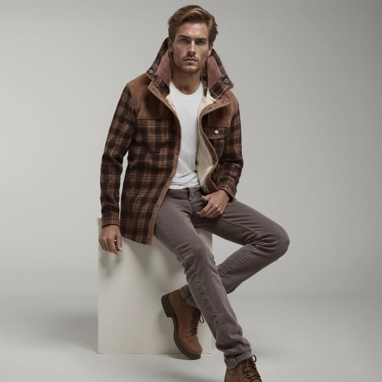 Chaqueta con corderito a cuadros GOAT London