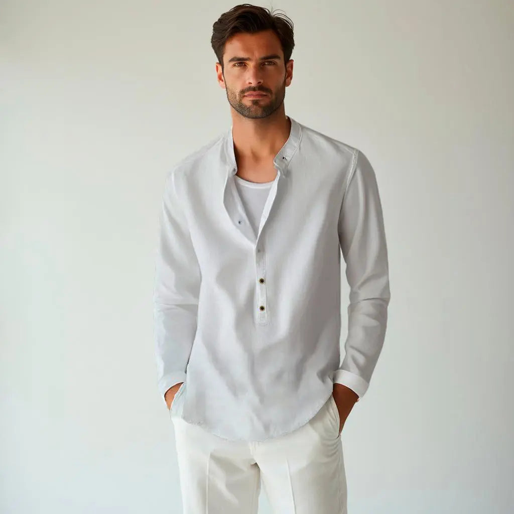 Camisa de lino Manga Larga cuello mao GOAT London