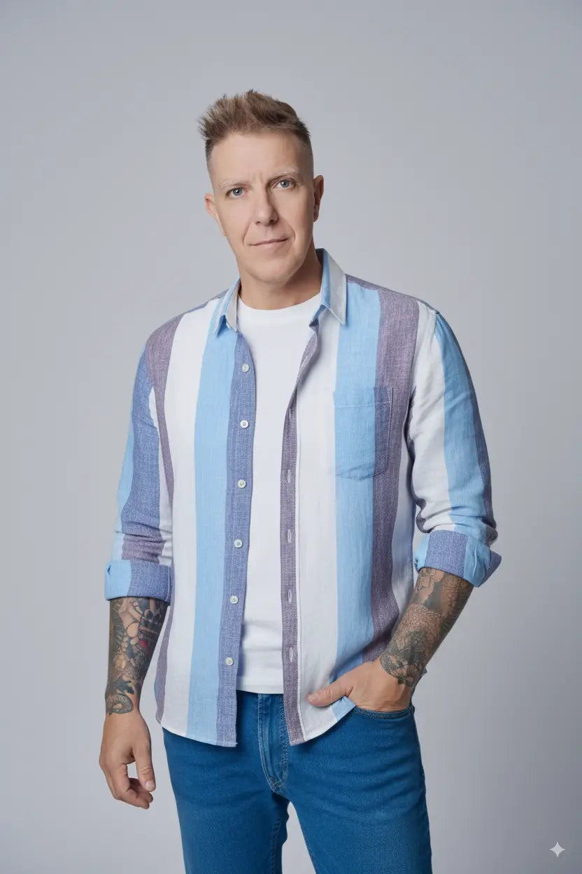 Camisa London Eye mang larga (100% lino) GOAT London