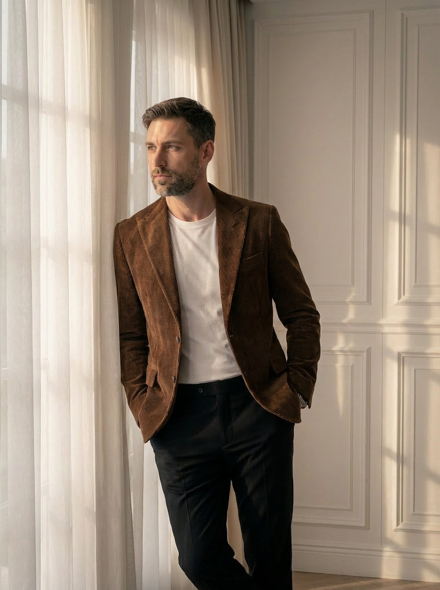 Blazer De Pana Marrón Oscuro