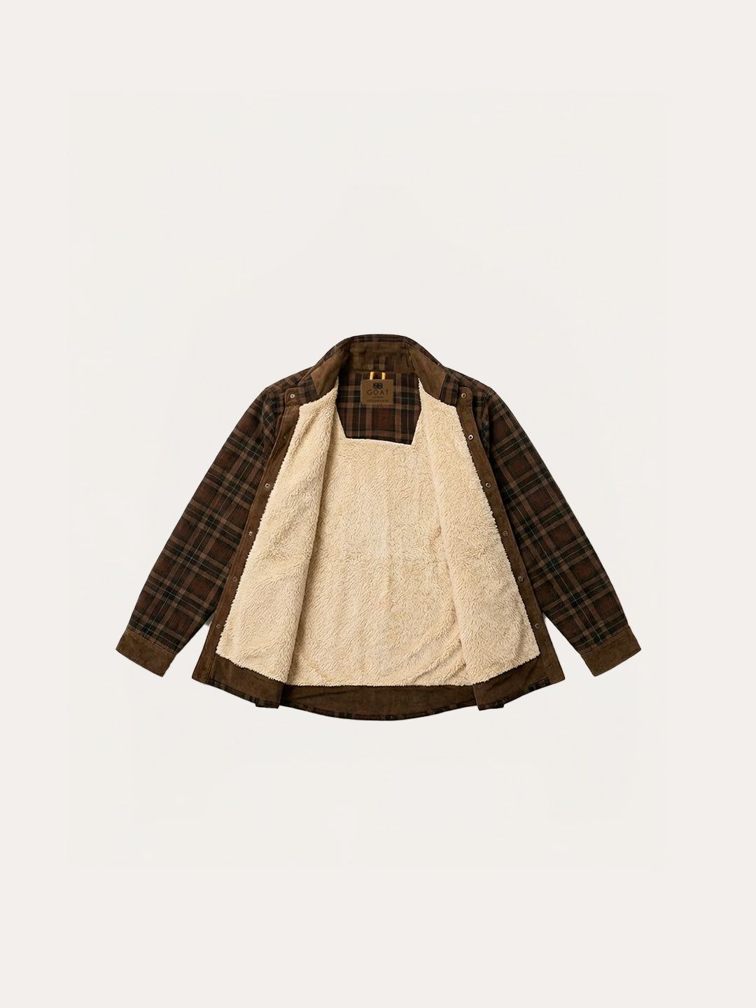 Chaqueta con corderito a cuadros Dark brown