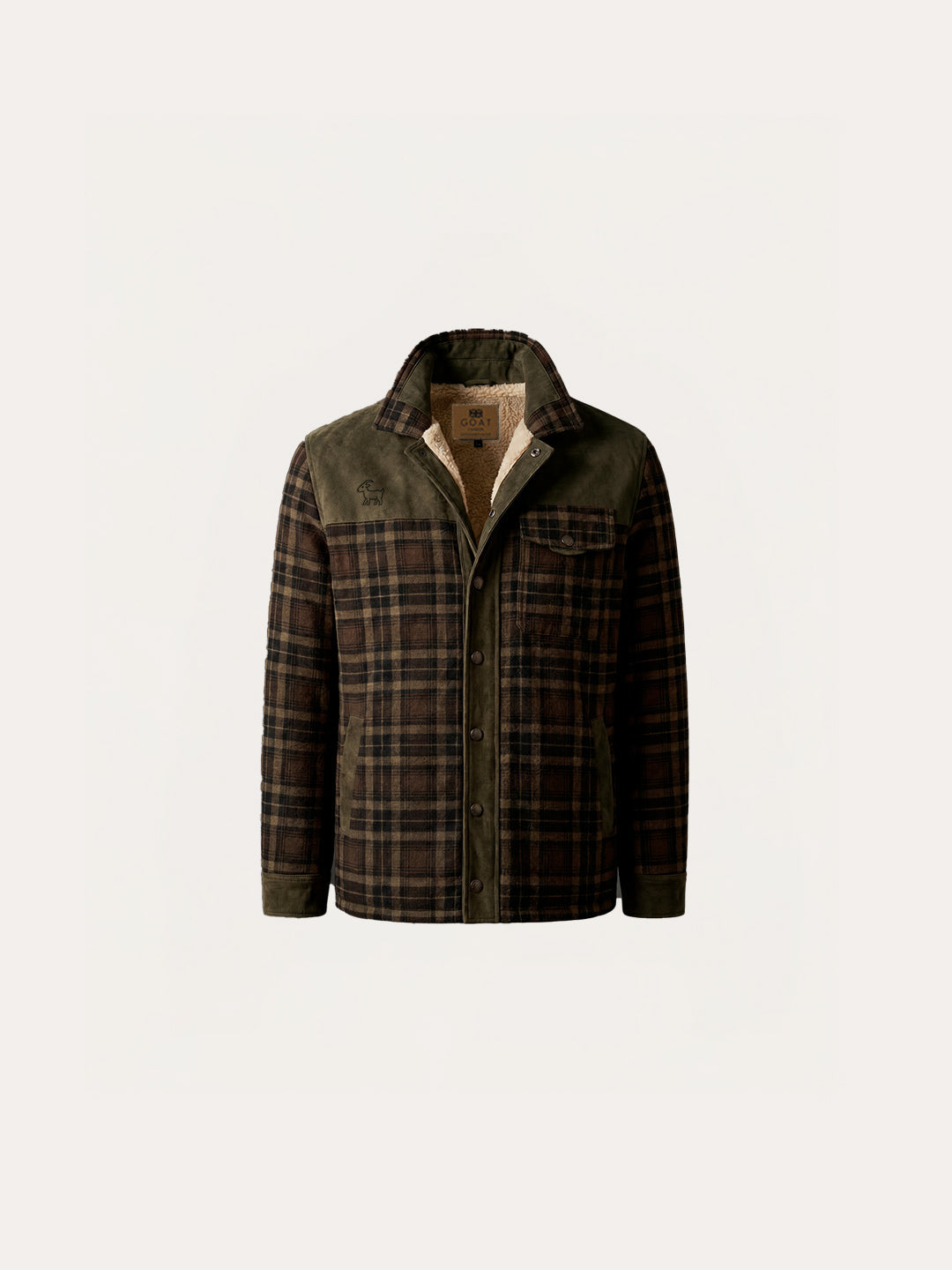 Chaqueta con corderito a cuadros Dark brown