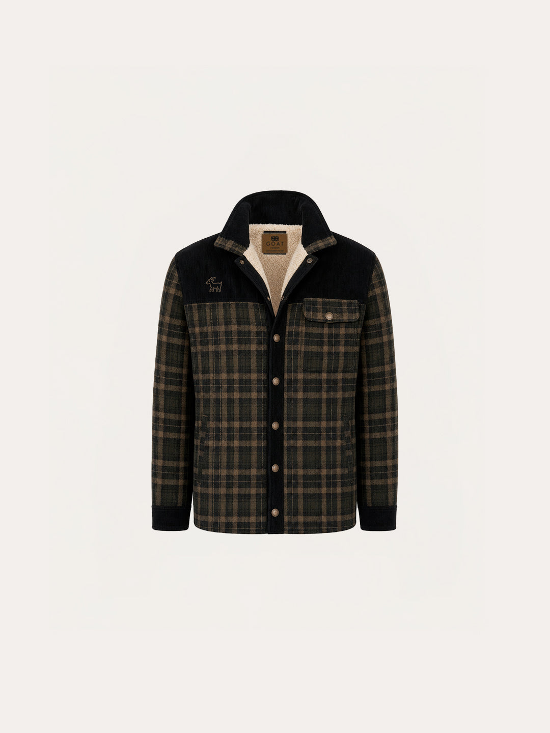 Chaqueta con corderito a cuadros Dark brown