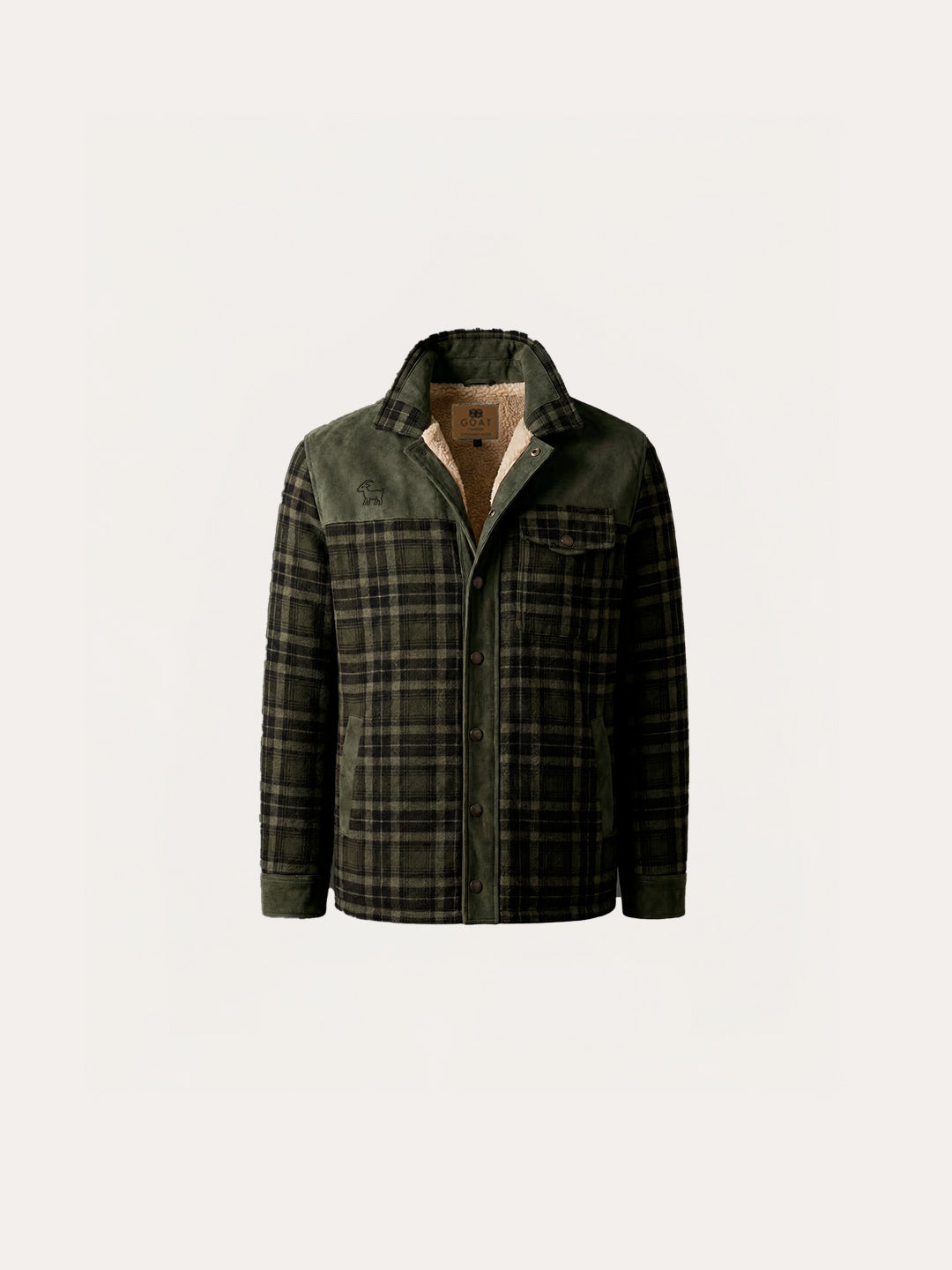 Chaqueta con corderito a cuadros Dark brown
