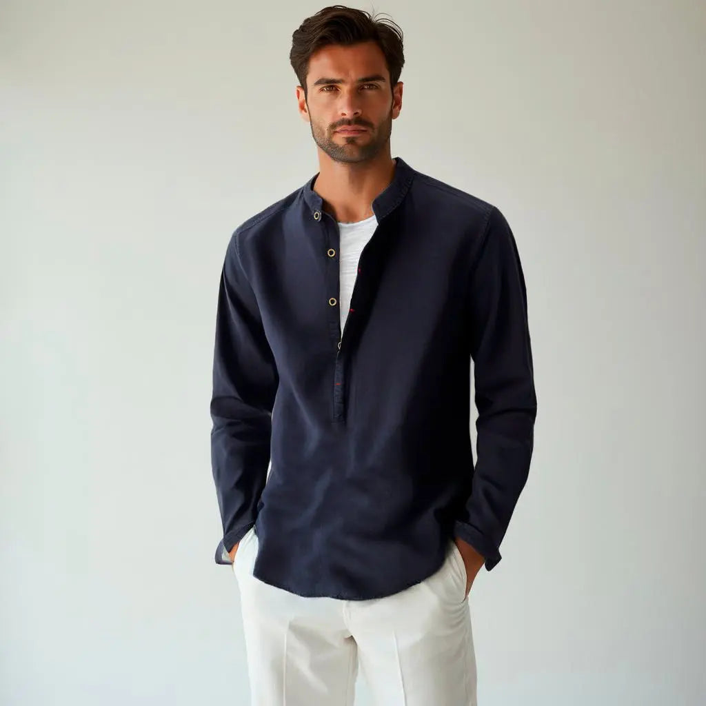 Camisa de lino Manga Larga cuello mao GOAT London