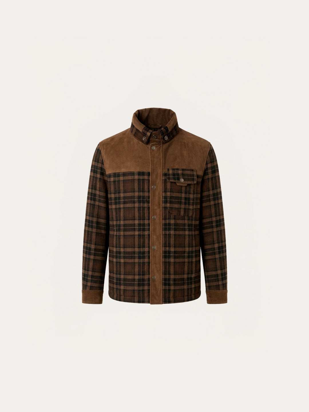 Chaqueta con corderito a cuadros Dark brown
