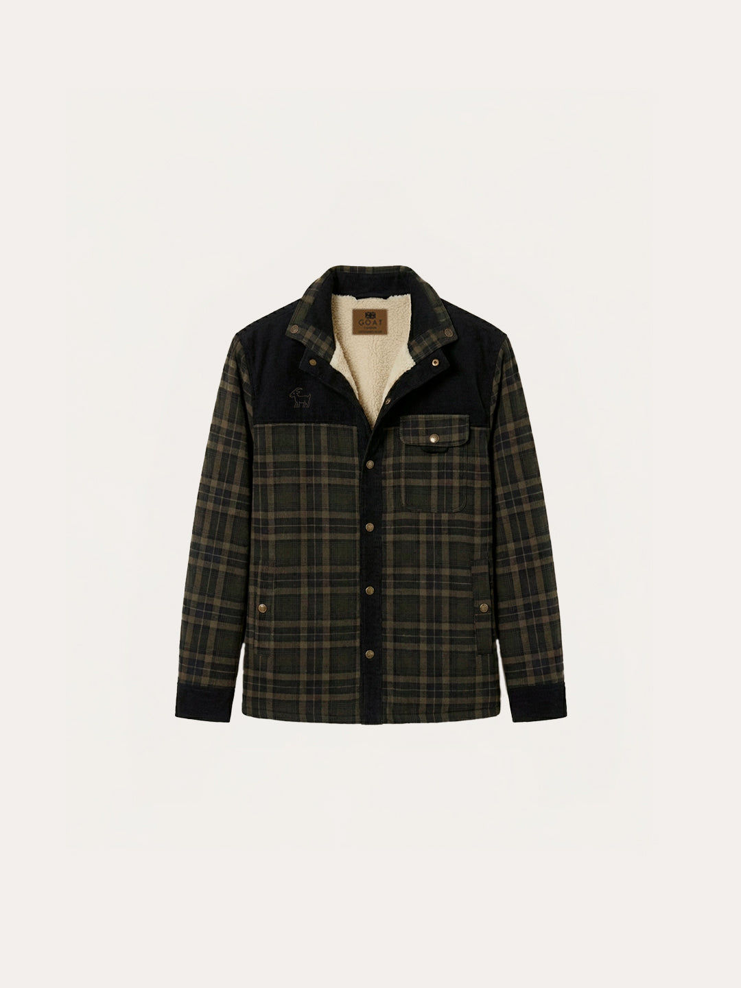 Chaqueta con corderito a cuadros Dark brown