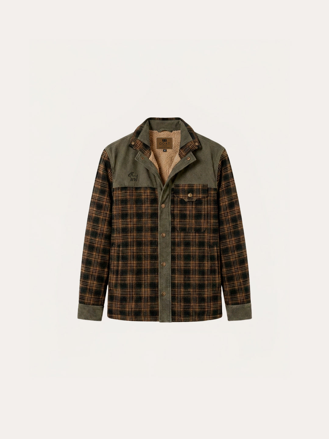 Chaqueta con corderito a cuadros Dark brown