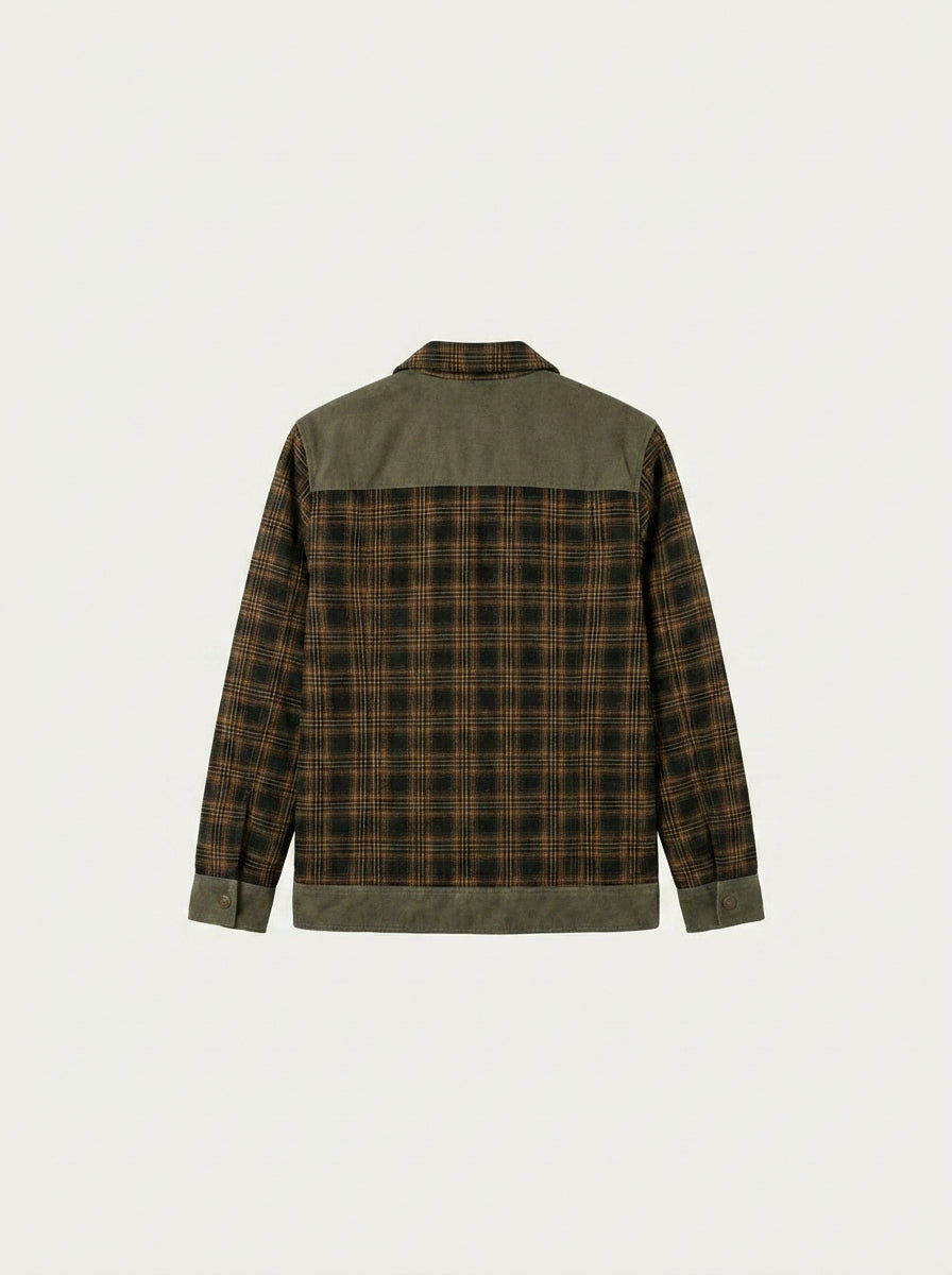 Chaqueta con corderito a cuadros Dark brown
