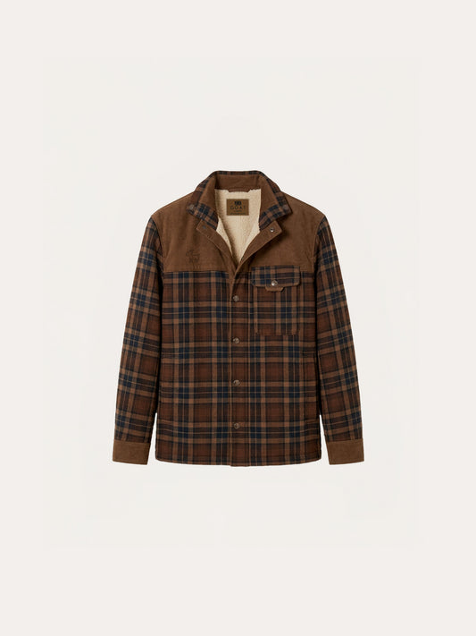 Chaqueta con corderito a cuadros Dark brown