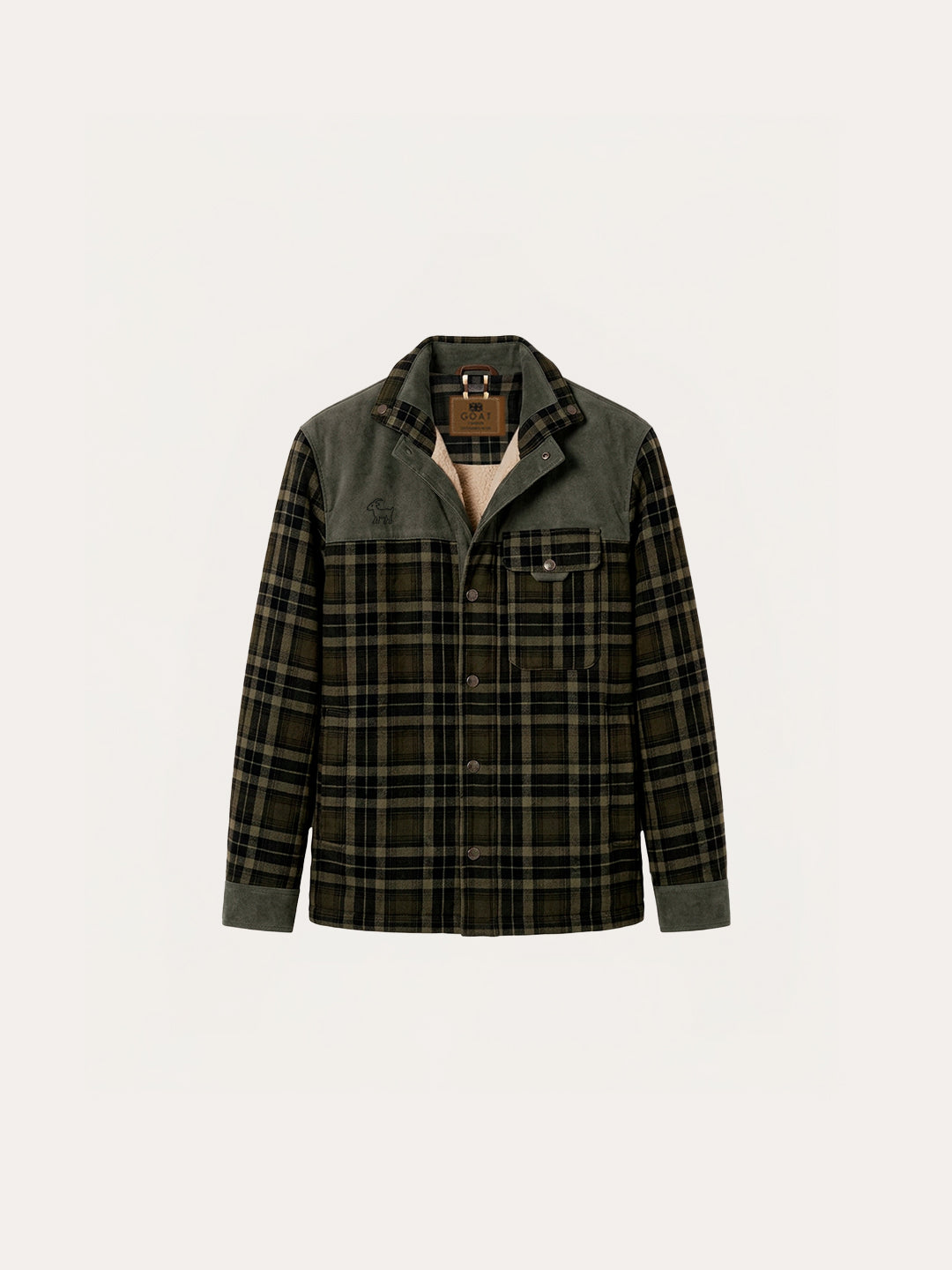 Chaqueta con corderito a cuadros Dark brown