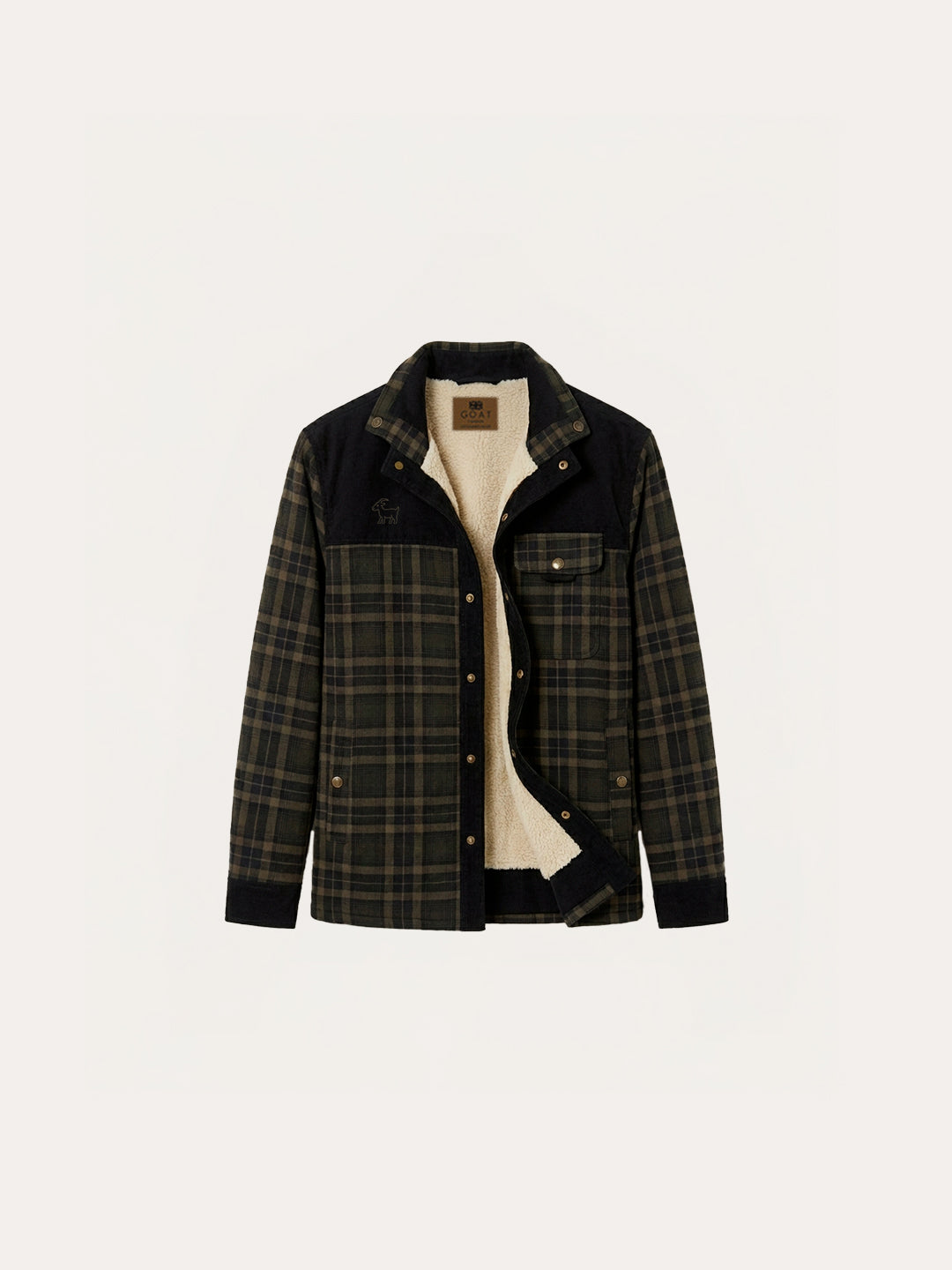 Chaqueta con corderito a cuadros Dark brown