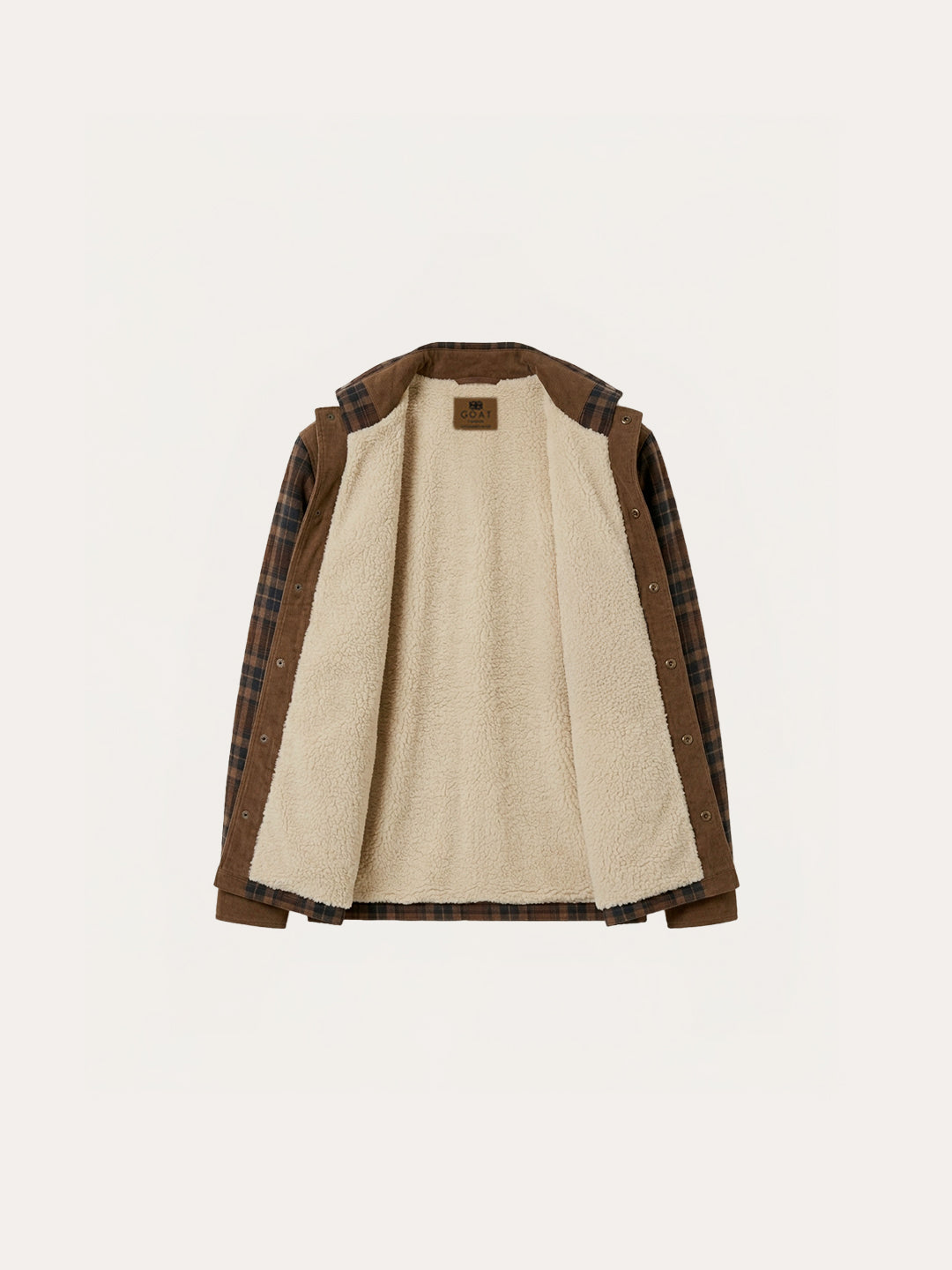 Chaqueta con corderito a cuadros Dark brown