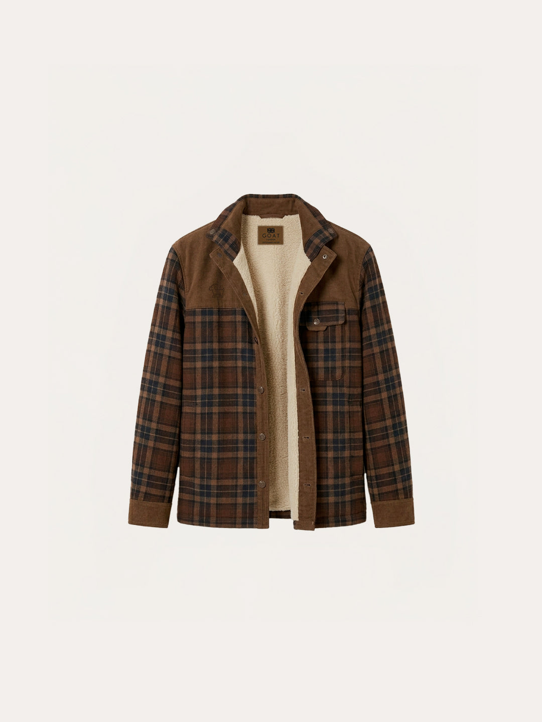 Chaqueta con corderito a cuadros Dark brown