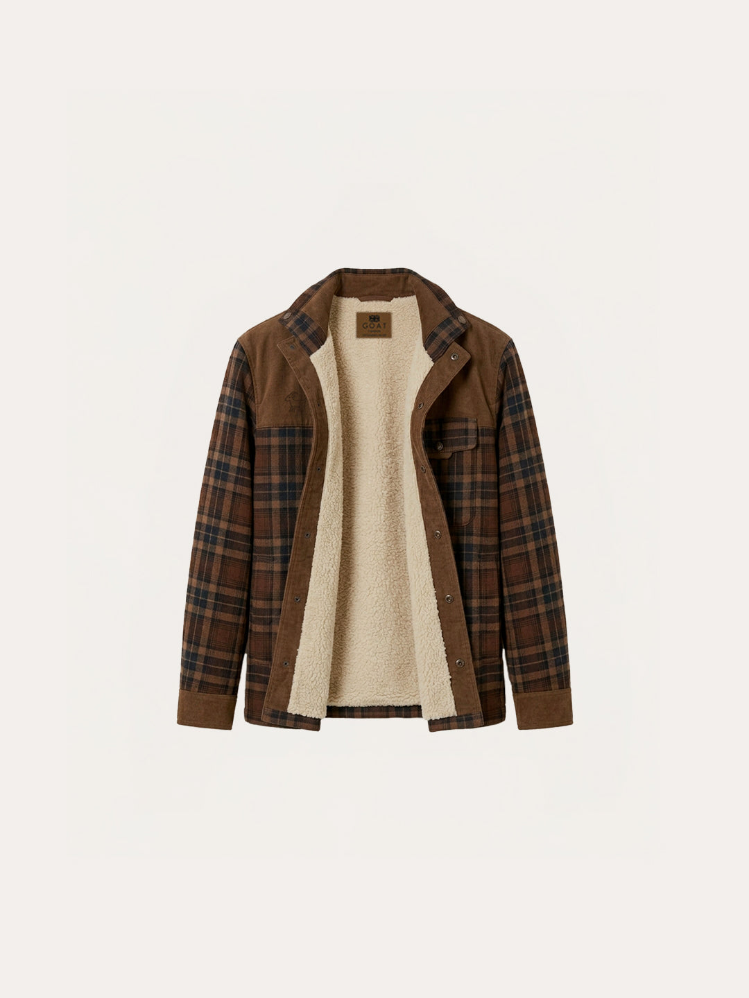 Chaqueta con corderito a cuadros Dark brown
