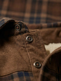 Thumbnail for Chaqueta con corderito a cuadros Dark brown