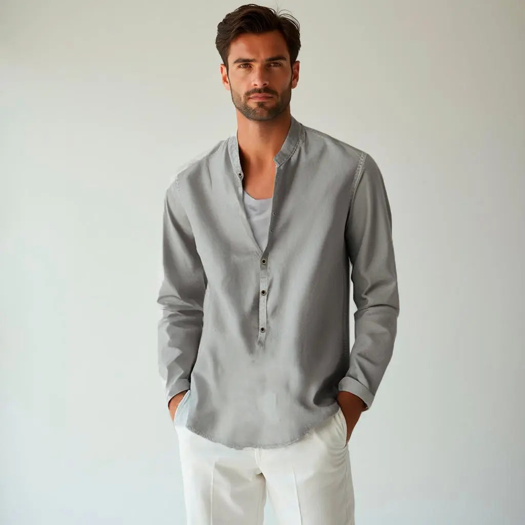 Camisa de lino Manga Larga cuello mao GOAT London