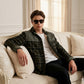 Chaqueta con corderito a cuadros Dark brown