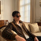 Chaqueta con corderito a cuadros Dark brown