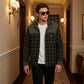 Chaqueta con corderito a cuadros Dark brown