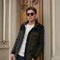 Chaqueta con corderito a cuadros Dark brown