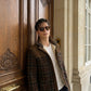 Chaqueta con corderito a cuadros Dark brown
