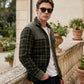 Chaqueta con corderito a cuadros Dark brown