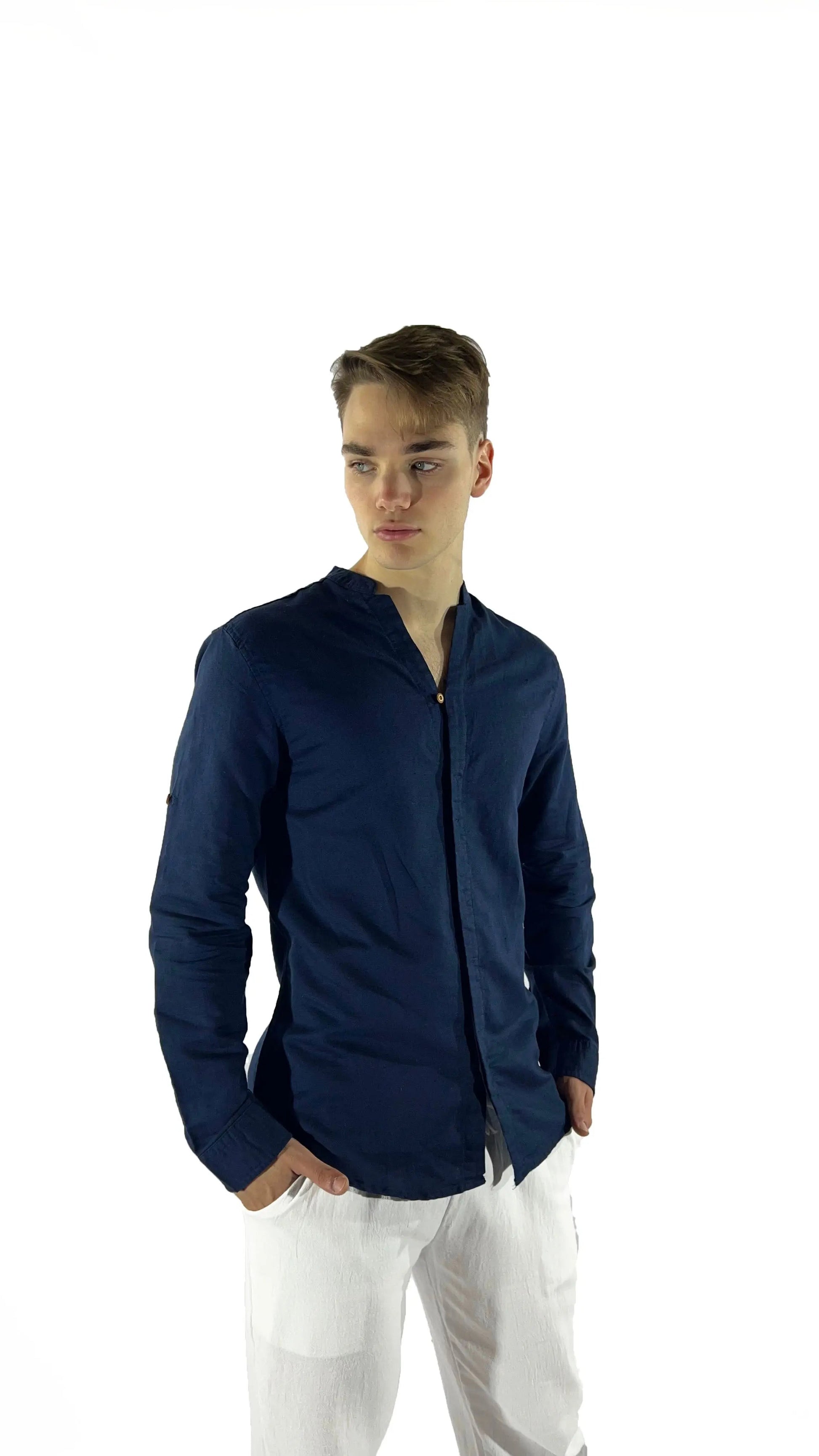 Camisa de lino Manga Larga cuello en  V GOAT London