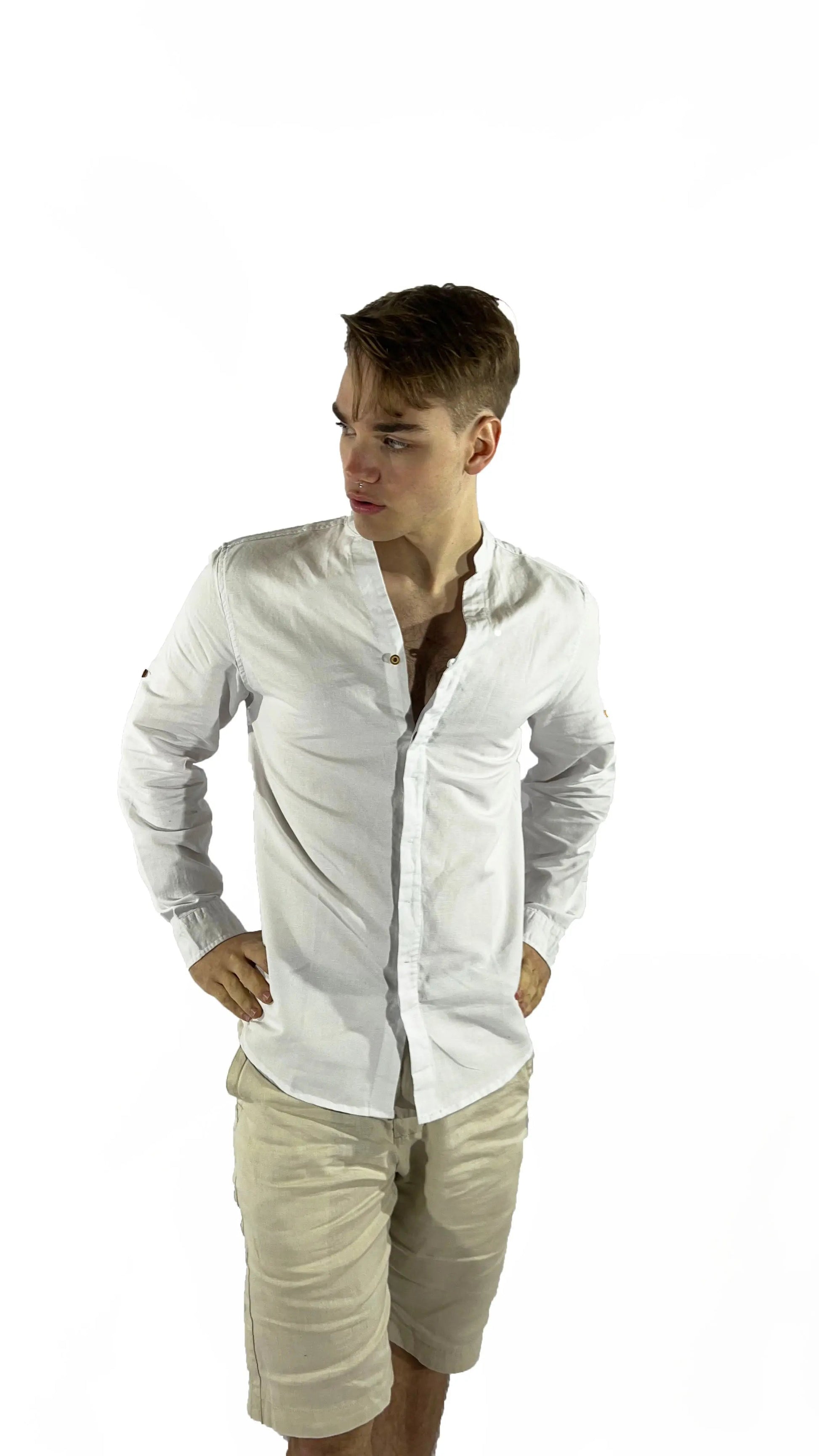 Camisa de lino Manga Larga cuello en  V GOAT London