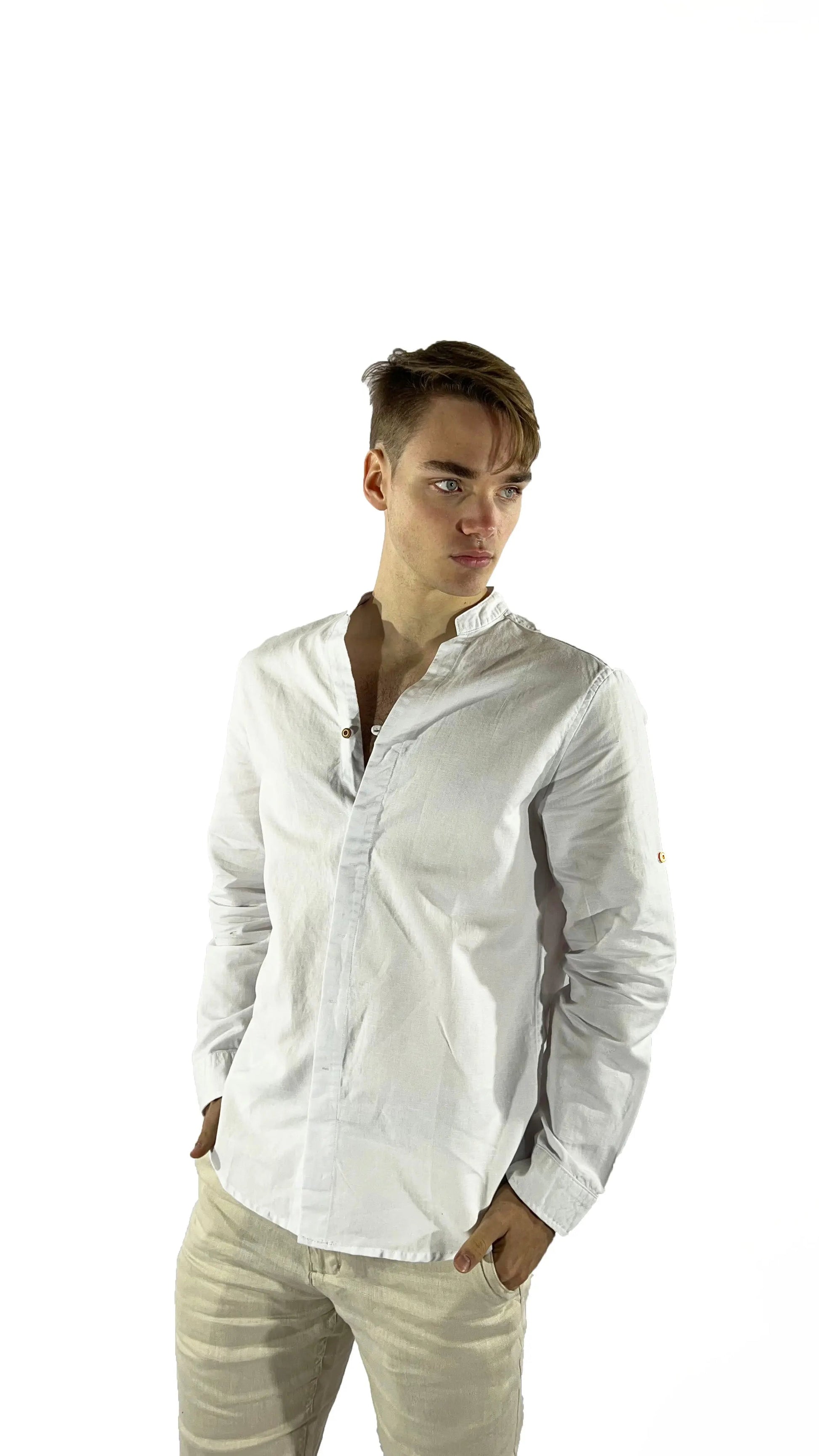 Camisa de lino Manga Larga cuello en  V GOAT London