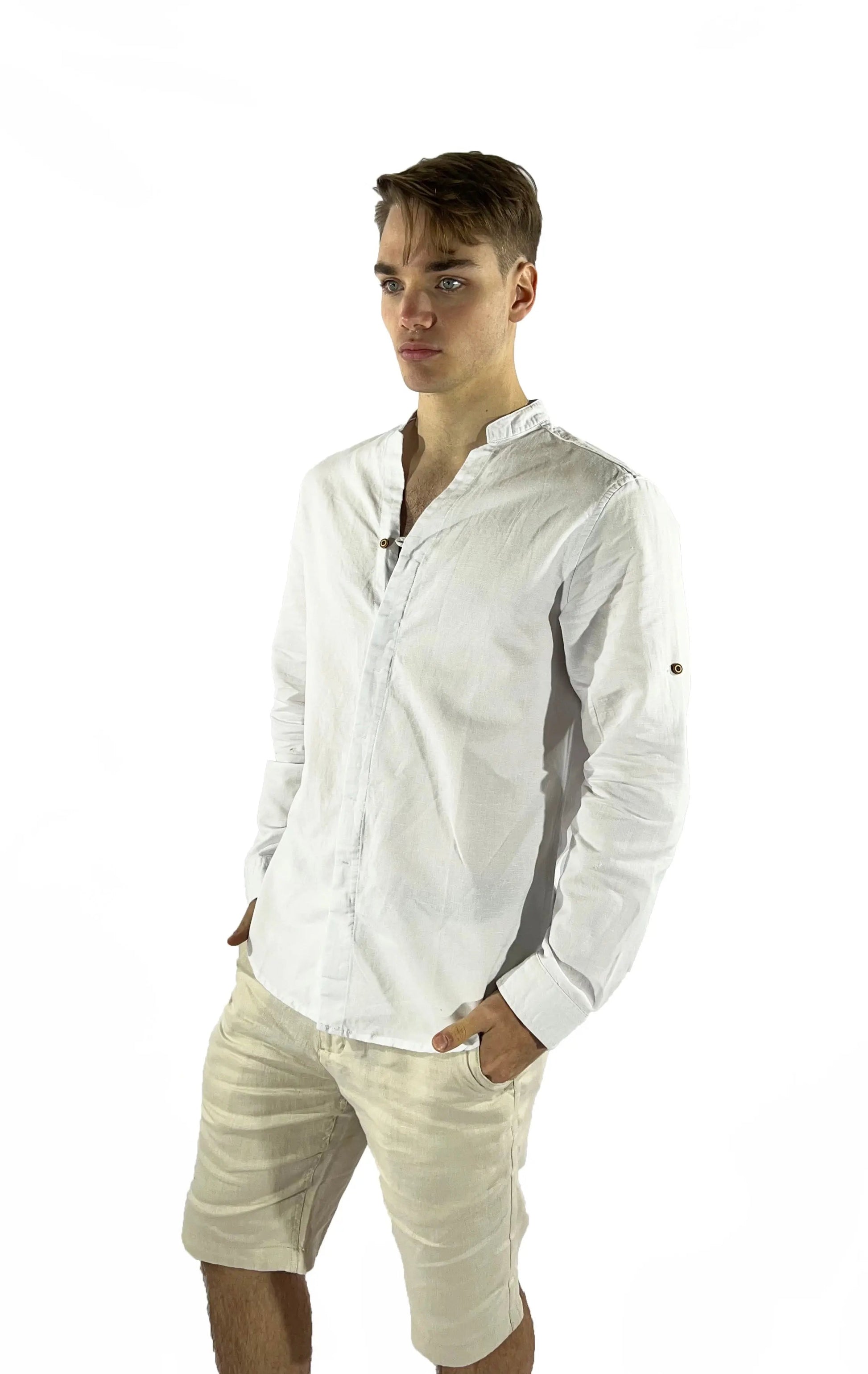 Camisa de lino Manga Larga cuello en  V GOAT London