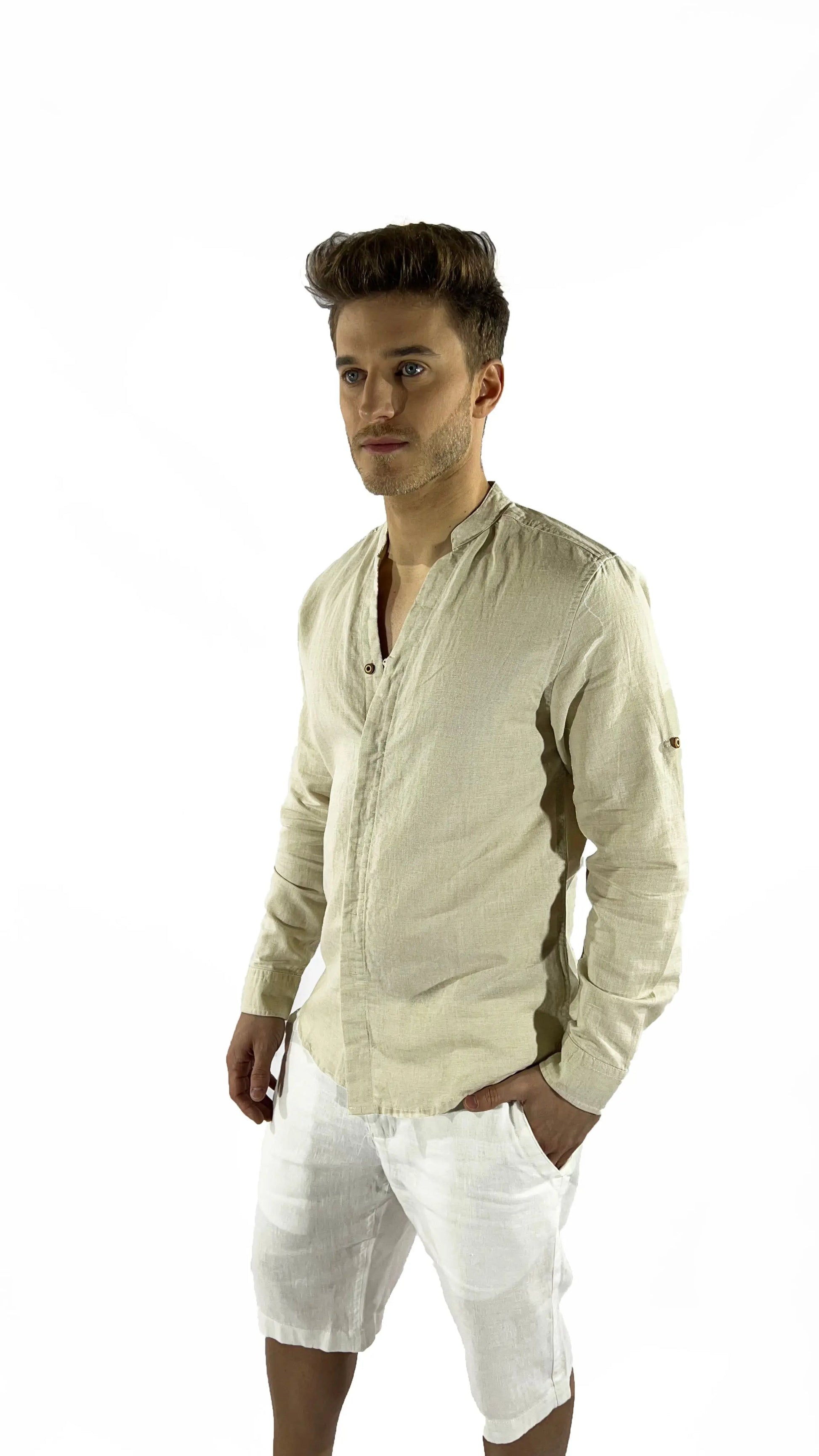 Camisa de lino Manga Larga cuello en  V GOAT London