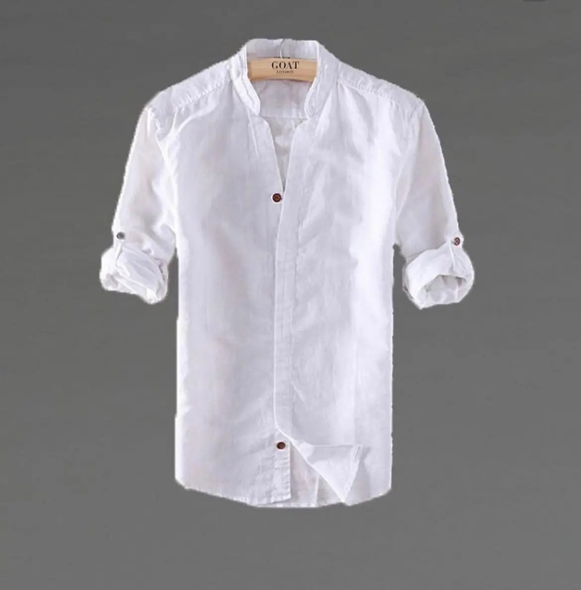 Camisa de lino Manga Larga Beige cuello en  V GOAT London