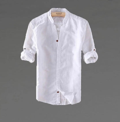 Camisa de lino Manga Larga Beige cuello en  V GOAT London