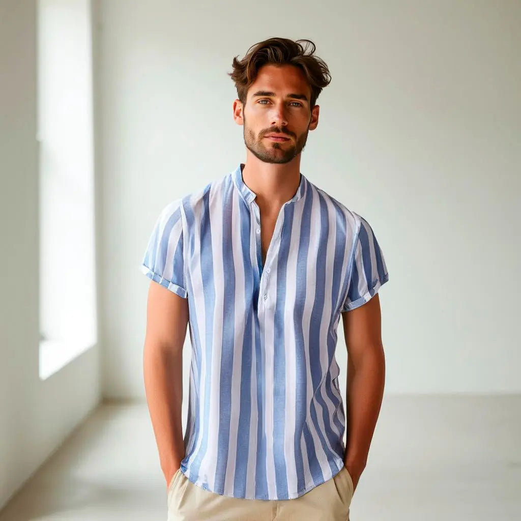 Camisa de lino Manga corta a rayas GOAT London