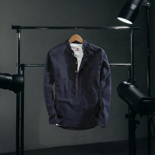 Camisa de lino Manga Larga cuello mao GOAT London